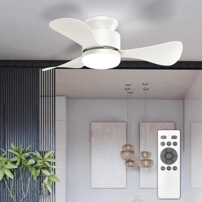 28 Inch Low Profile Flush Mount Ceiling Fan with light