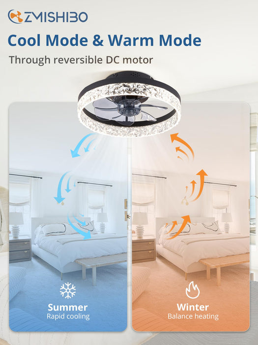 16in Ceiling Fans with Lights, Low Profile,Flush Mount Ceiling Fan