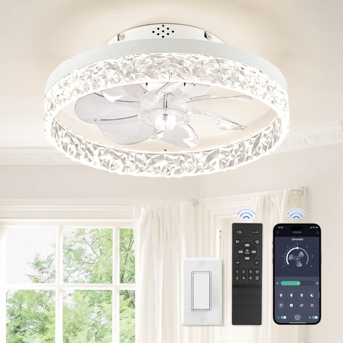 16in Ceiling Fans with Lights, Low Profile,Flush Mount Ceiling Fan