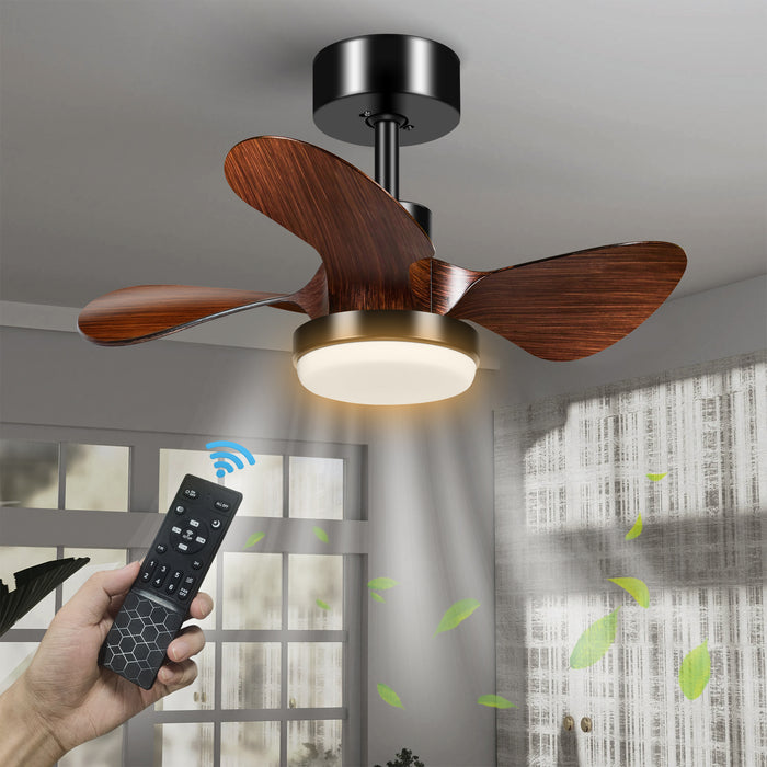 25in 3-Blade Modern Low Profile Dimmable Ceiling Fan with Light