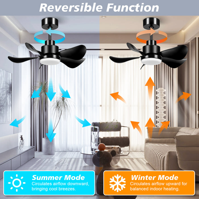 30in Indoor Outdoor 5 Blades Dimmable Ceiling Fans With Lights