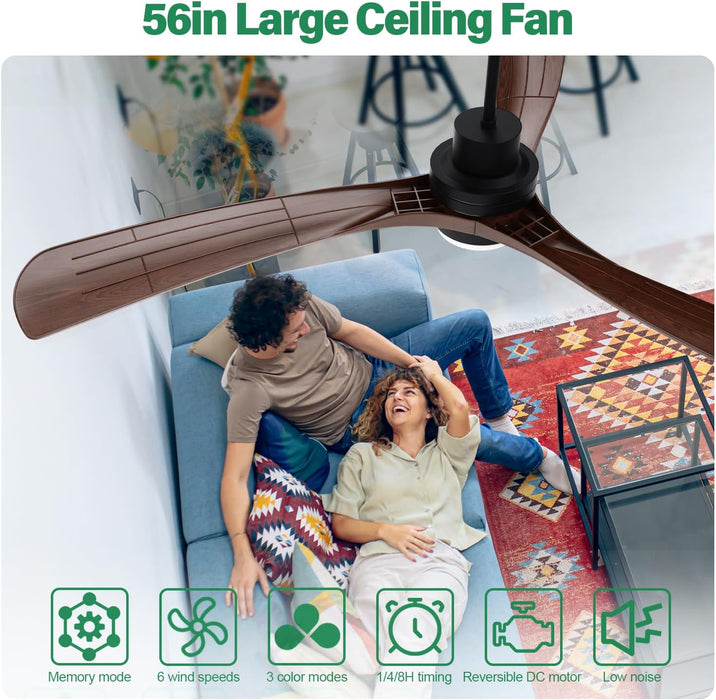 56in Large Silent Ceiling Fan with Remote, Reversible DC Motor,3CCT