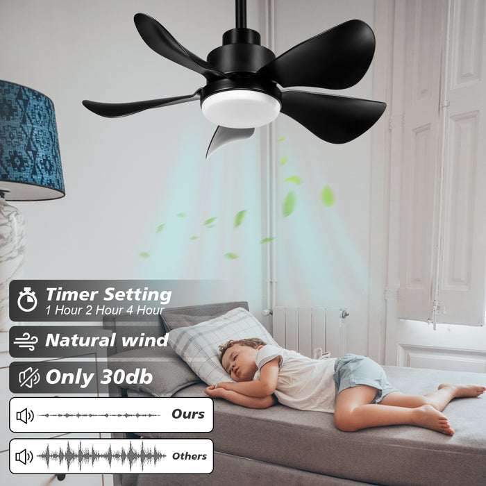 30in Indoor Outdoor 5 Blades Dimmable Ceiling Fans With Lights