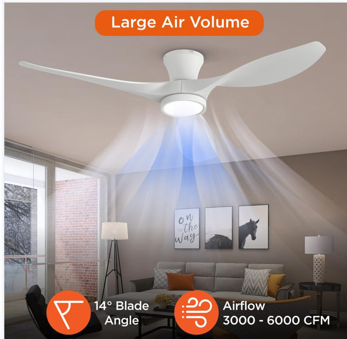 52in Ceiling Fans with Lights Low Profile with Quiet Reversible DC Motor