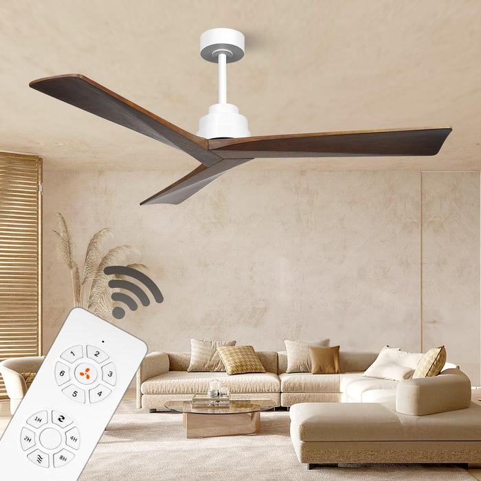 52in Ceiling Fan With Wood Blades, Reversible DC Motor No Lights