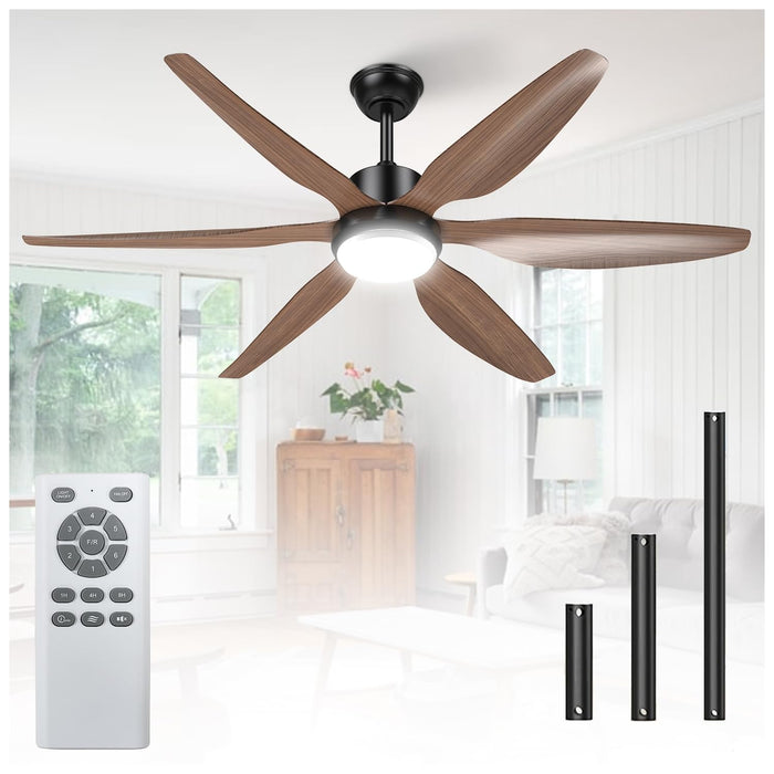 54in Indoor Outdoor Ceiling Fan with Remote Control, 6 Speeds and 3CCT