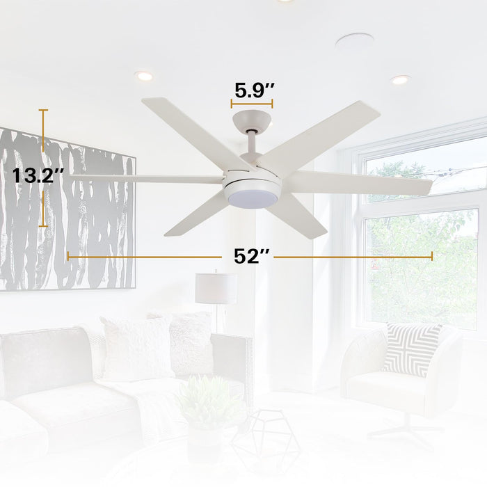 52in Ceiling Fans with LED Lights 6 Blades, 6 Speed, Dimmable, 3CCT