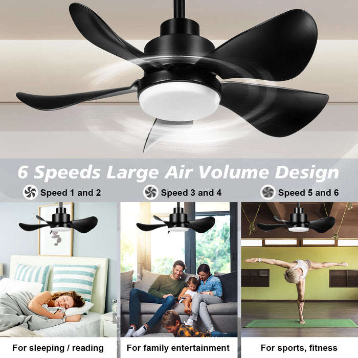 30in Indoor Outdoor 5 Blades Dimmable Ceiling Fans With Lights