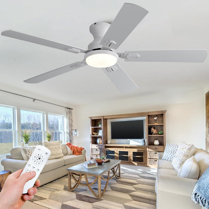 52in Black Ceiling Fans with Lights and Remote,Low Profile Flush Mount