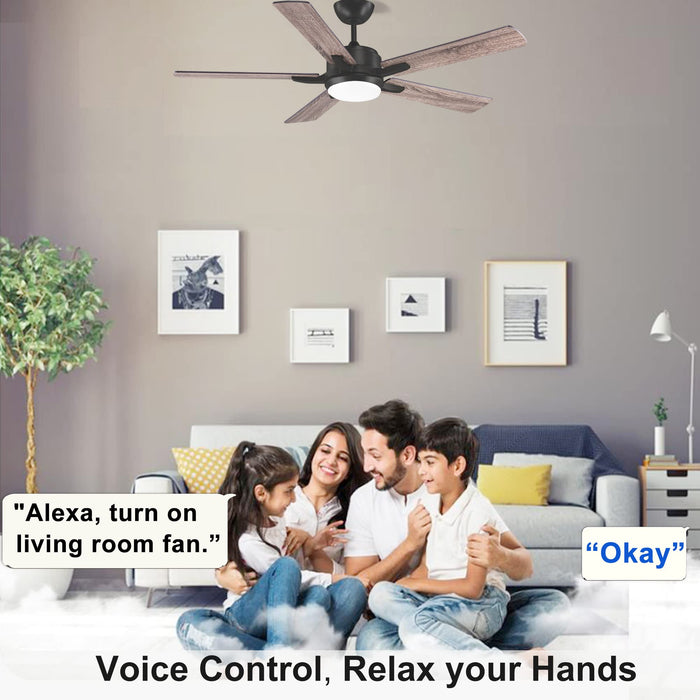 52in Smart Ceiling Fans with Lights Remote,Quiet DC Motor,WIFI Alexa