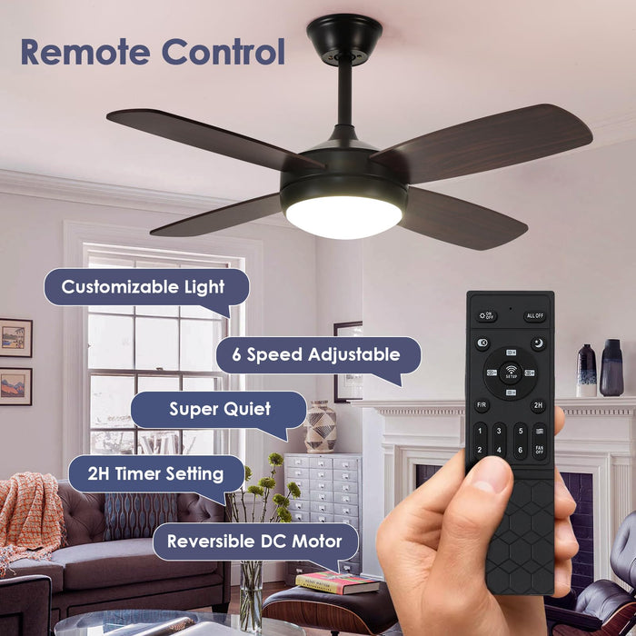 42in Ceiling Fan with Light and Dimmable and Reversible Motor