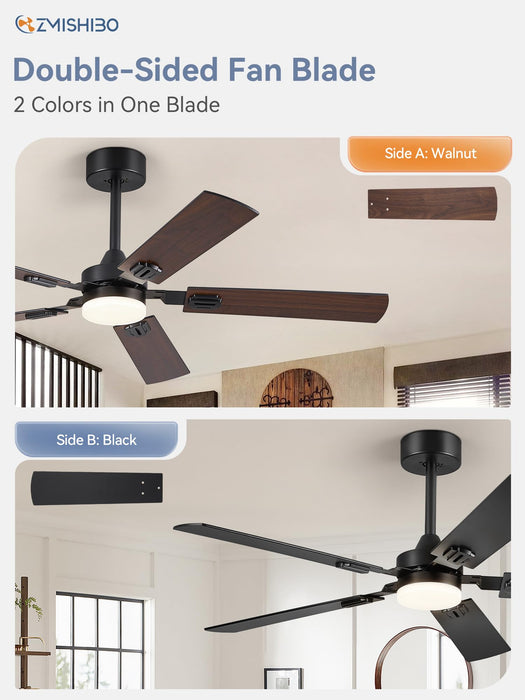 52in Ceiling Fan with Light, Outdoor&Indoor Ceiling Fan with Remote