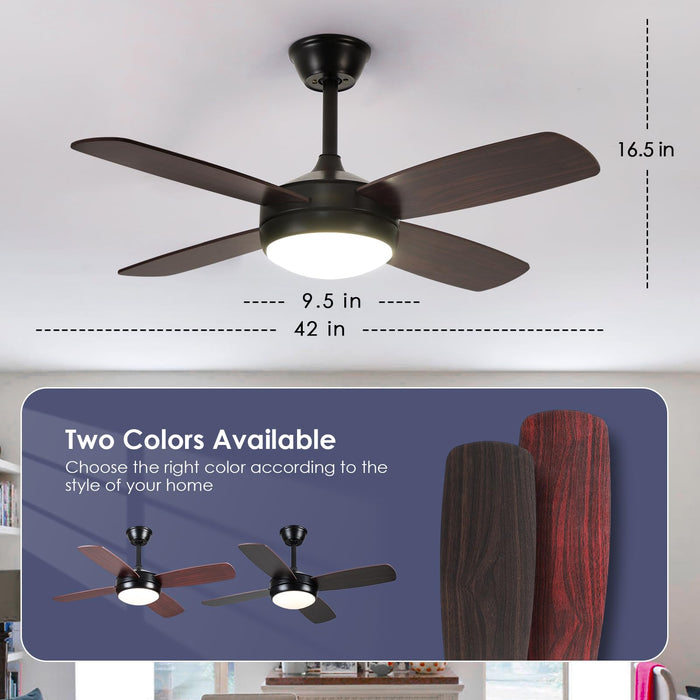 42in Ceiling Fan with Light and Dimmable and Reversible Motor