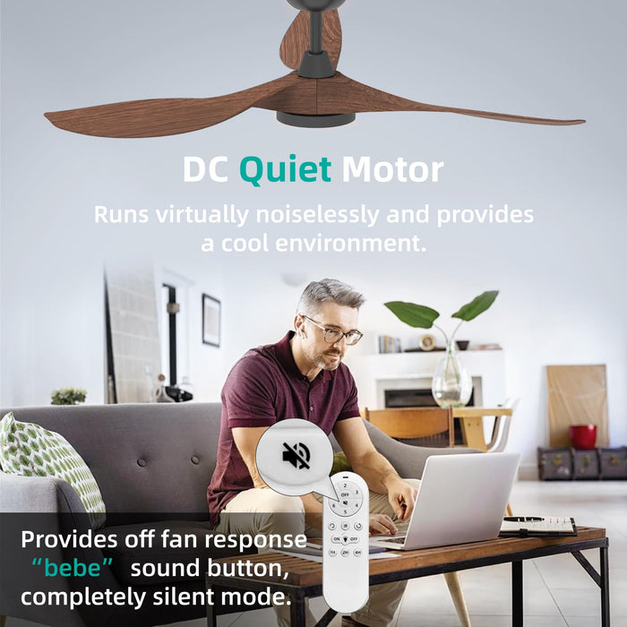 52 Inch  Ceiling Fans with Quiet DC Motor and 3 Colour Temperature