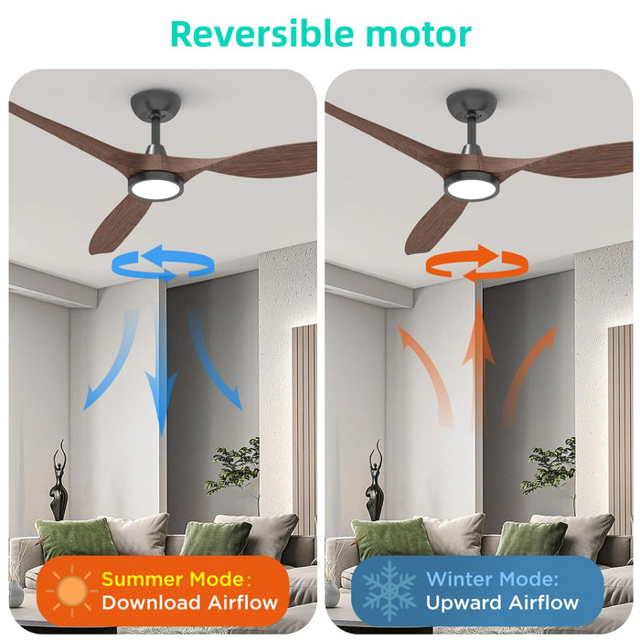 52 Inch  Ceiling Fans with Quiet DC Motor and 3 Colour Temperature