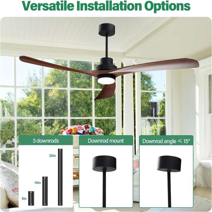 56in Large Silent Ceiling Fan with Remote, Reversible DC Motor,3CCT