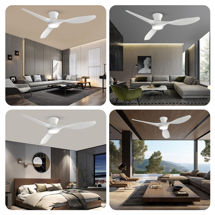 52in Ceiling Fans with Lights Low Profile with Quiet Reversible DC Motor