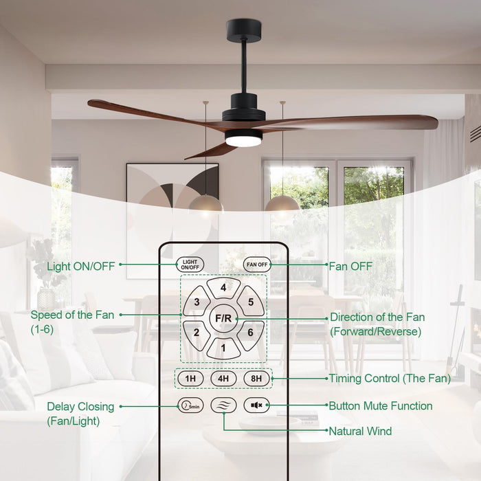 56in Large Silent Ceiling Fan with Remote, Reversible DC Motor,3CCT