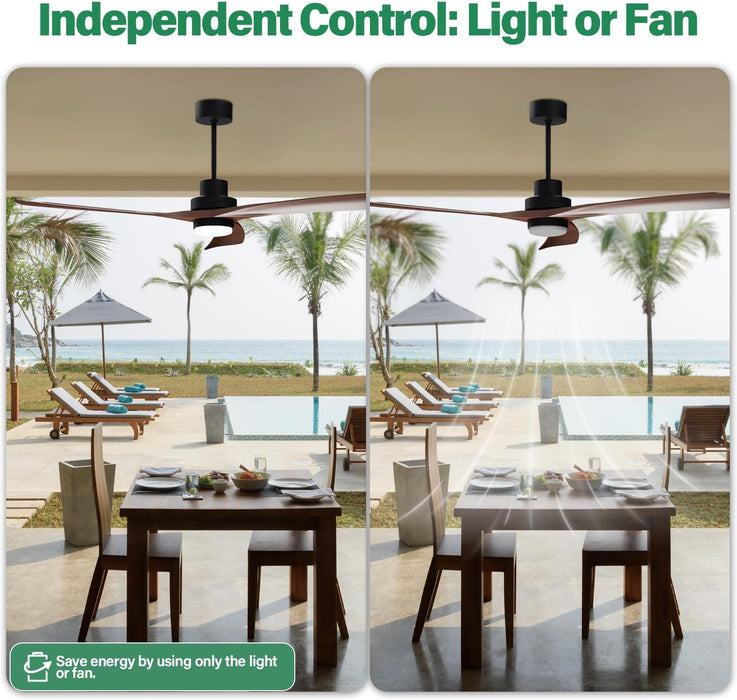 56in Large Silent Ceiling Fan with Remote, Reversible DC Motor,3CCT