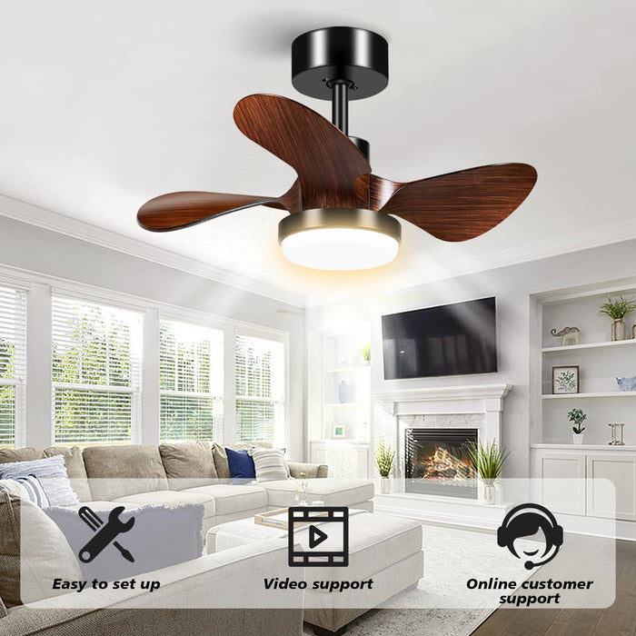 25in 3-Blade Modern Low Profile Dimmable Ceiling Fan with Light