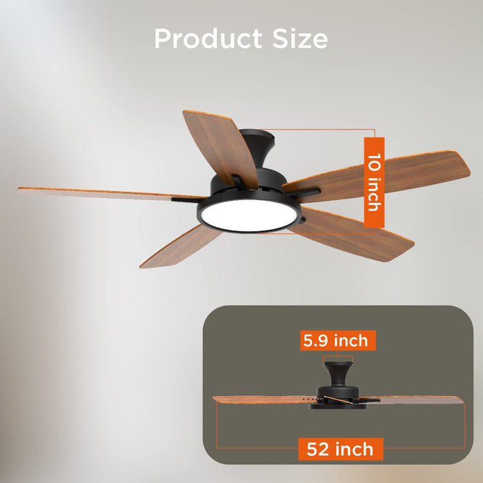 52in Ceiling Fans with Lights,Ultra Silent,with 3CCT and Dimmable Light