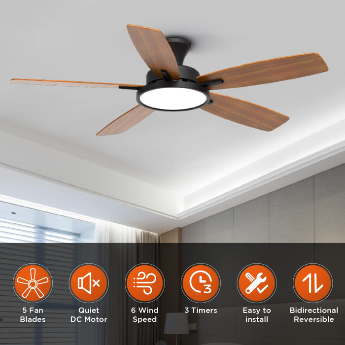 52in Ceiling Fans with Lights,Ultra Silent,with 3CCT and Dimmable Light