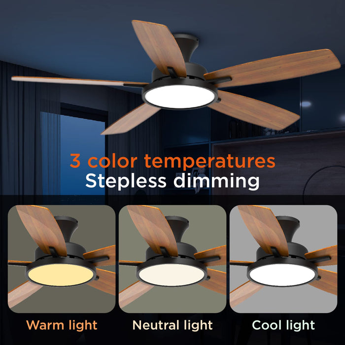 52in Ceiling Fans with Lights,Ultra Silent,with 3CCT and Dimmable Light