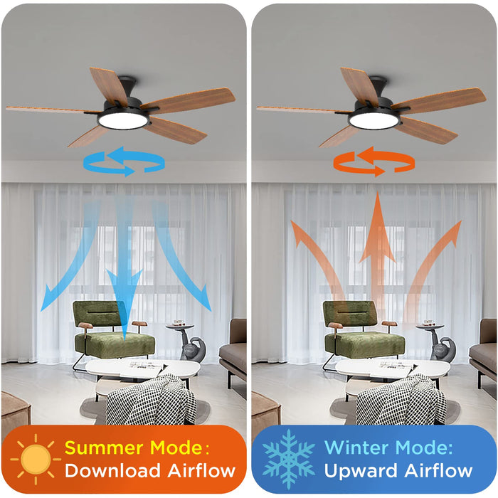 52in Ceiling Fans with Lights,Ultra Silent,with 3CCT and Dimmable Light