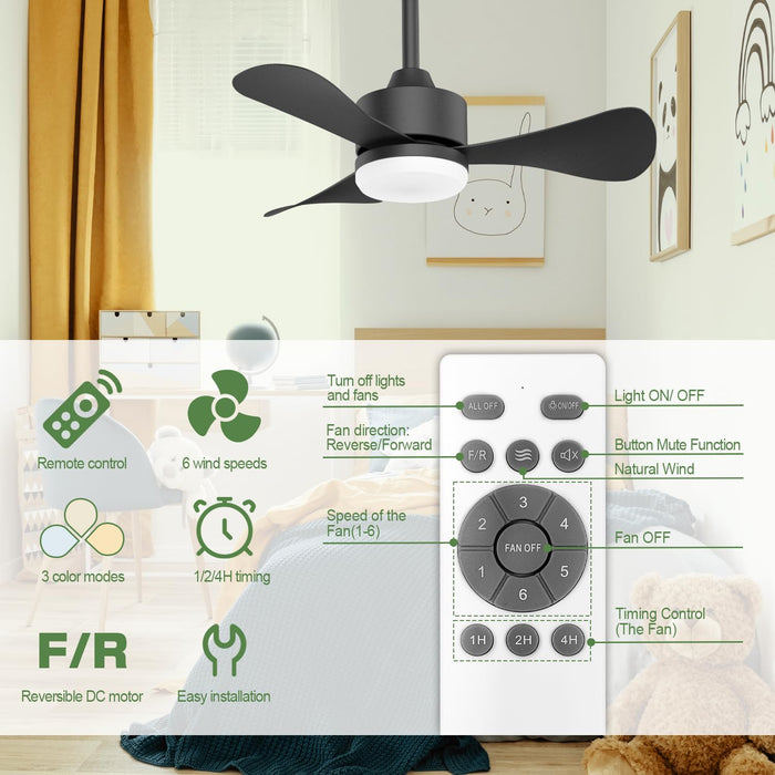 28in Ceiling Fan with Quiet Reversible DC Motor, 3CCT, 6 Speeds