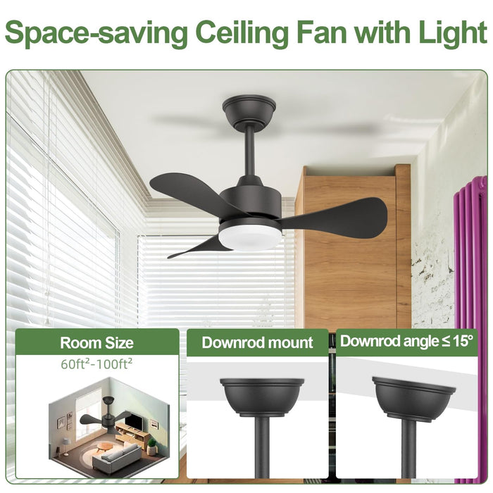 28in Ceiling Fan with Quiet Reversible DC Motor, 3CCT, 6 Speeds