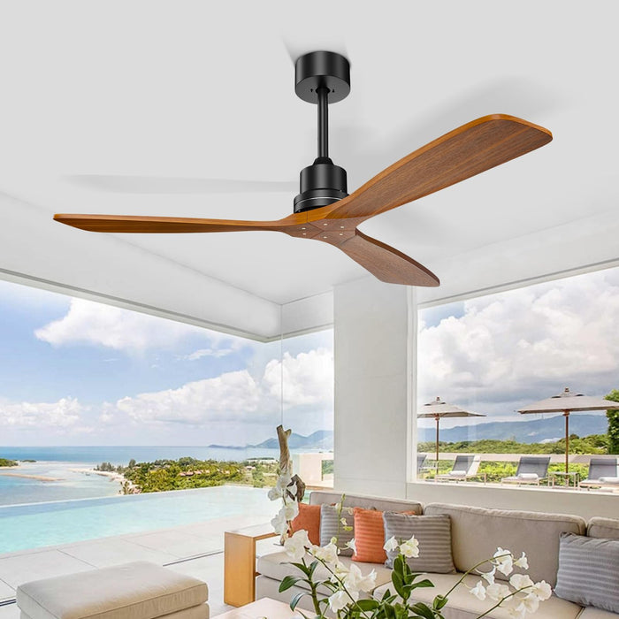 60in Ceiling Fan Walnut Ceiling Fan Without Light 3 Solid Wood Blades